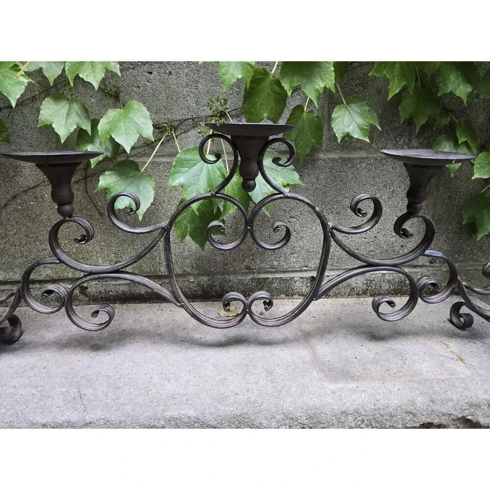 Large Wrought Iron 5 Candle Holder Vintage Tabletop Mantel Fireplace 33